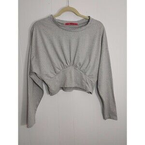 Roma Concepts Collection Long Sleeve Crop Pullover Top, Women's Size L - H Grey